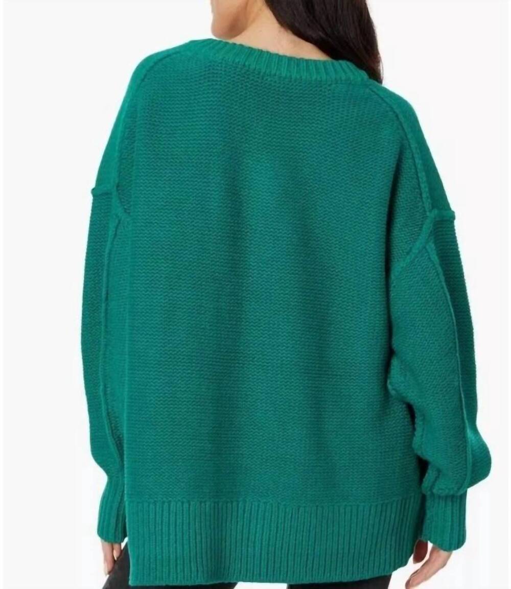 NEW FREE PEOPLE alli v-neck sweater in olive green - Picture 3 of 4